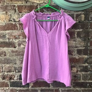 Old Navy Purple Relaxed Ruffled Blouse
